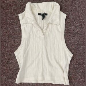 white collared top